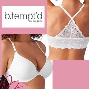 Wacoal b.tempt'd Inspired Eyelet Front Close T-Shirt Bra White NWT 32DD